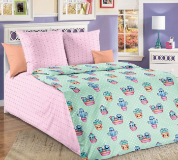 Комплект постельного белья в детскую кроватку, бязь "Люкс" (Кактусы)
